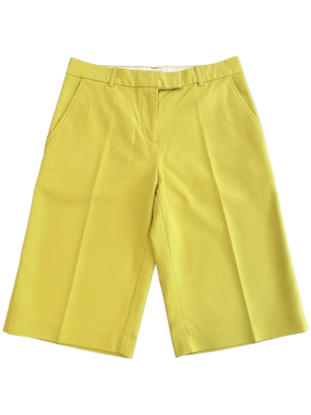 Alfred Sung Pure Tailored Bermuda Shorts Chartreuse Neon Lime Green Size 4